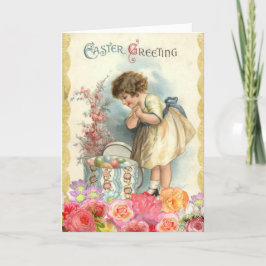 Vintager kleiner Girl-Ostern Feiertagskarte