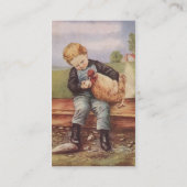 Vintager kleiner Junge und Hühner Visitenkarte (Rückseite)