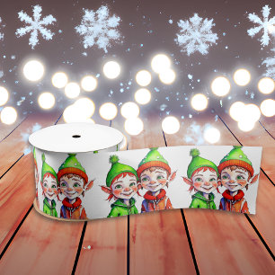Vintager kleiner Junge und Mädchen Weihnachten Satinband