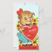 Vintager kleiner Piggy Retro Valentinstag Feiertagskarte (Vorderseite)