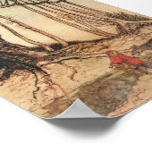 Vintager kleiner Rotkäppchen im Wald mit Wolf Poster (Ecke)