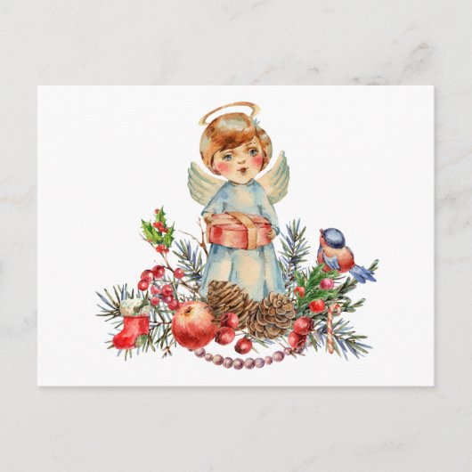 Vintager kleiner Weihnachtsgel Postkarte (Vorderseite)