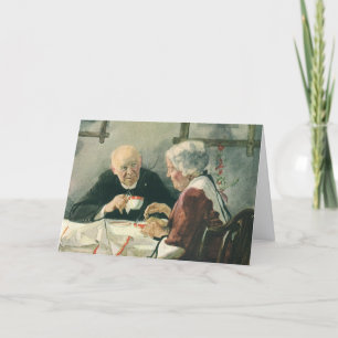 Vintager Klerus, Kaffee oder Tee mit Priester Karte