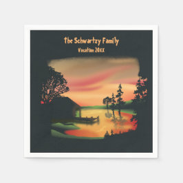 Vintager Klettersteig, grünrot Serviette