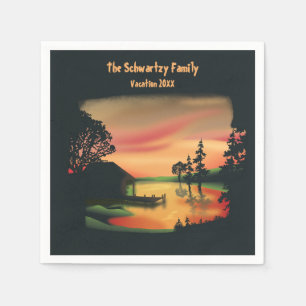 Vintager Klettersteig, grünrot Serviette