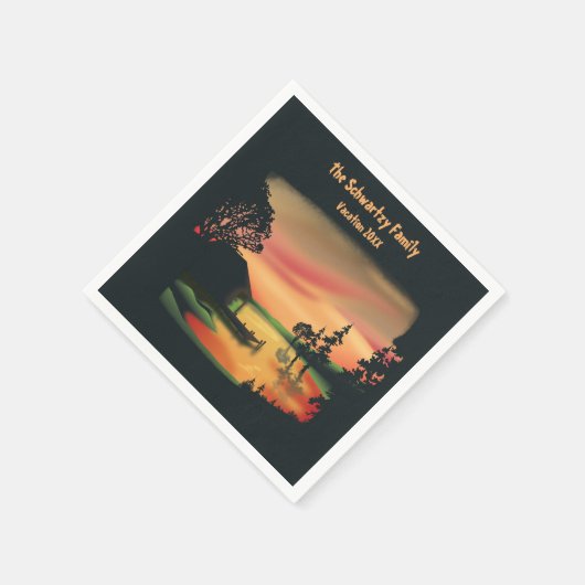 Vintager Klettersteig, grünrot Serviette (Ecke)