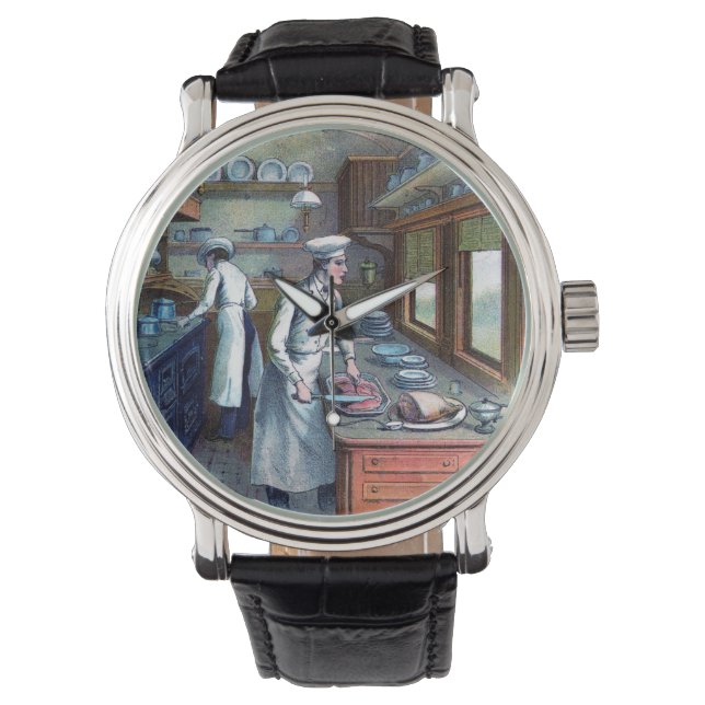 Vintager Koch - Koch-Illustration-Handgelenküberwa Armbanduhr (Vorderseite)