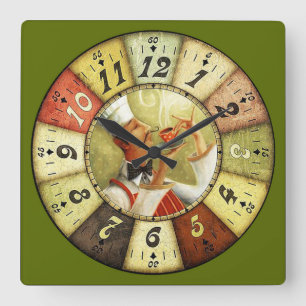 Vintager Koch Sickkaffee Quadratische Wanduhr