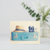 Vintager Koffer Bon Voyage Postkarte (Stehend Vorderseite)
