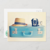 Vintager Koffer Bon Voyage Postkarte (Vorne/Hinten)