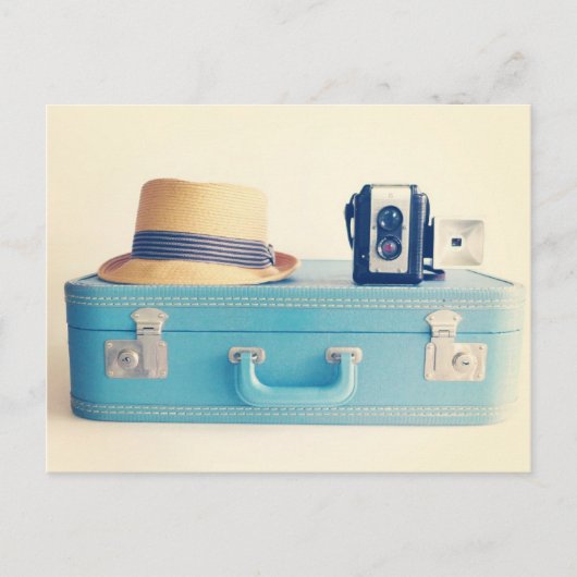 Vintager Koffer Bon Voyage Postkarte (Vorderseite)