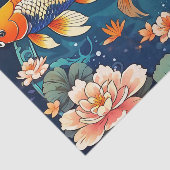 Vintager Koi-Fisch auf Indigo Seidenpapier (Ausschnitt)