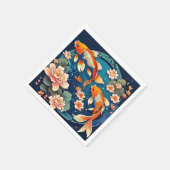Vintager Koi-Fisch auf Indigo Serviette (Ecke)