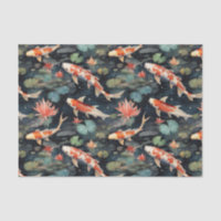 Vintager Koi Fish Floral Pond Decoupage