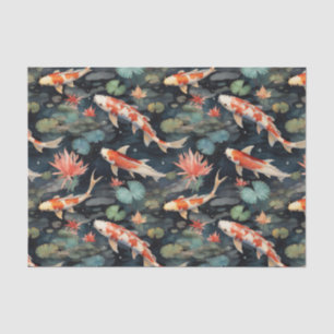 Vintager Koi Fish Floral Pond Decoupage Seidenpapier