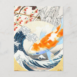 Vintager Koi-Teich japanischer Kultur Postkarte