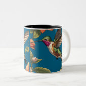 Vintager Kolibri in Frühlingsblüten Zweifarbige Tasse (VorderseiteRechts)