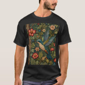 Vintager Kolibri-Jugendstil-Boho-Stil T-Shirt (Vorderseite)