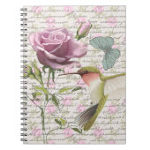 Vintager Kolibri-Schmetterling und Rose Notizblock (Vorderseite)
