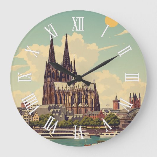 Vintager Kölner Dom Deutschland Reisen Große Wanduhr (Vorderseite)