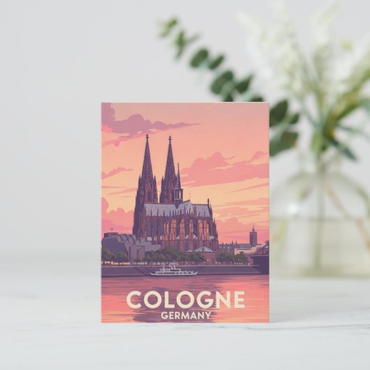 Vintager Kölner Dom Deutschland Reisen Postkarte (Stehend Vorderseite)