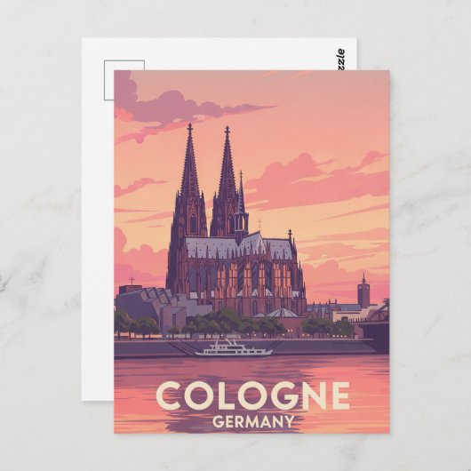 Vintager Kölner Dom Deutschland Reisen Postkarte (Vorne/Hinten)