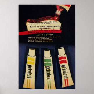 Vintager Kommunist 1970 Toothpaste und GELODENT Poster