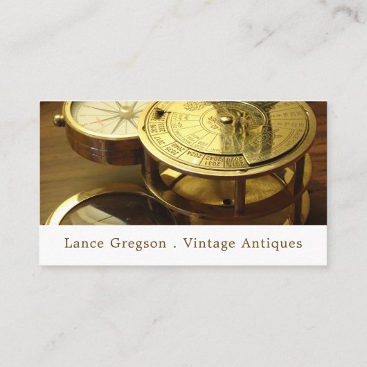 Vintager Kompass, Antiquitätengeschäft Treuekarte (Rückseite)