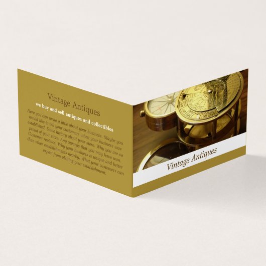 Vintager Kompass, Antiquitätenhändler, im Detail l Visitenkarten (Vorderseite)