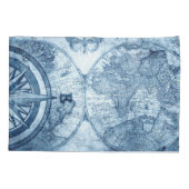 Vintager Kompass | Blue Grunge Nautic Chart Kissenbezug (Rückseite)