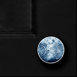 Vintager Kompass | Blue Grunge Seekarte Keramikknauf