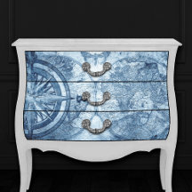 Vintager Kompass | Blue Grunge Seekarte