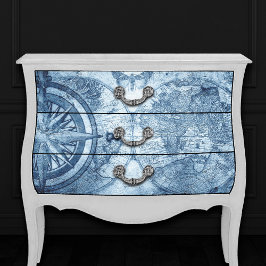 Vintager Kompass | Blue Grunge Seekarte Seidenpapier