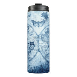 Vintager Kompass | Blue Grunge Seekarte Thermosbecher