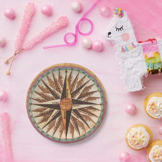 Vintager Kompass Rose 7" Papiertafel Pappteller (Party)