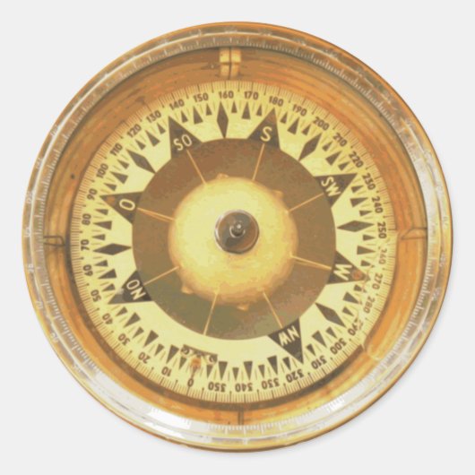 Vintager Kompass Runder Aufkleber (Vorderseite)