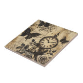 Vintager Kompass und Schmetterling - rustikales Pa Fliese (Seite)