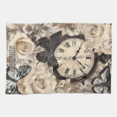 Vintager Kompass und Schmetterling - rustikales Pa Geschirrtuch (Horizontal)