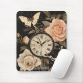 Vintager Kompass und Schmetterling - rustikales Pa Mousepad (Mit Mouse)