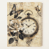 Vintager Kompass und Schmetterling - rustikales Pa Planer (Rückseite)