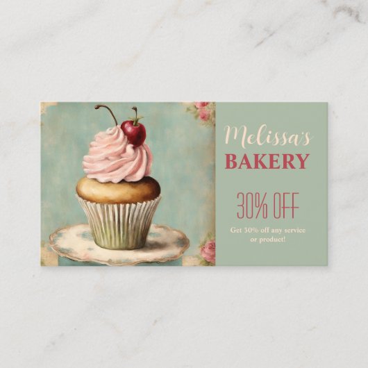 Vintager Konditorbäckerrabatt für Catering Visitenkarte (Vorderseite)
