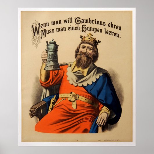 Vintager König auf Throne mit Stein Beer Poster (Vorne)