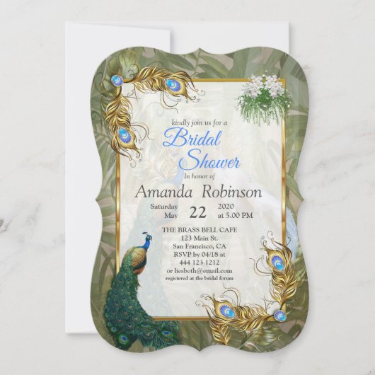 Vintager königlicher Pfauentempel Einladung (Vorderseite)