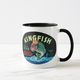 Vintager Königsfisch-Erbsen-Aufkleber - Tasse