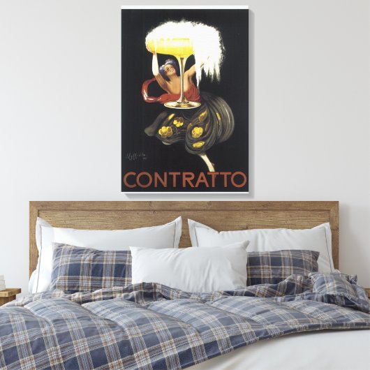 VINTAGER KONTRATTO-CHAMPAGNDRUCK LEINWANDDRUCK (Insitu (Schlafzimmer))
