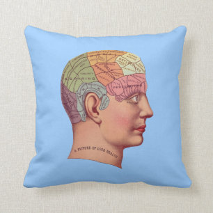 Vintager Kopf der antiken Gehirnkarte Phrenologie Kissen