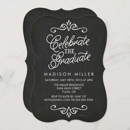 Vintager Kopfbrett | Einladung zur Graduiertengrup (Vorne/Hinten)