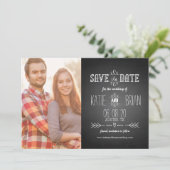 Vintager Kopfbrett | Save the Date Foto (Stehend Vorderseite)
