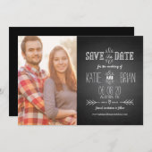 Vintager Kopfbrett | Save the Date Foto (Vorne/Hinten)