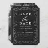 Vintager Kopfbrett | Save the Date Fotokarte (Vorne/Hinten)